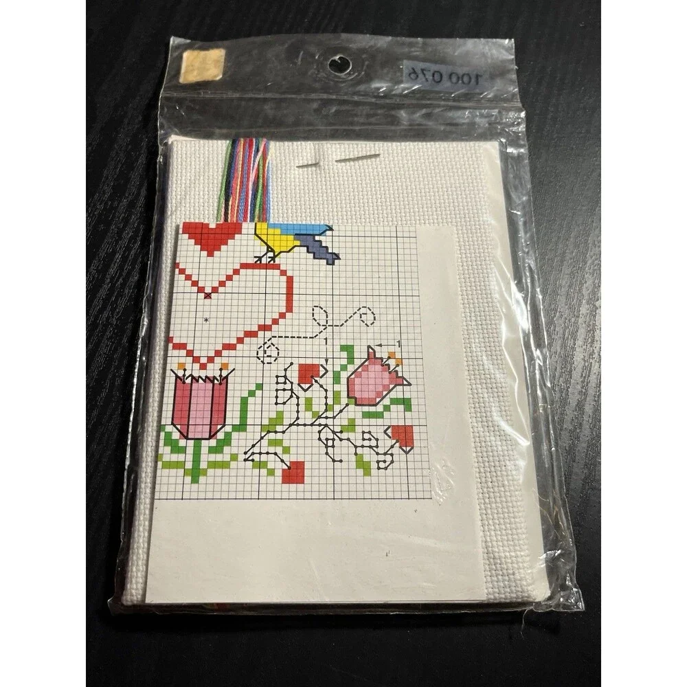 Sunset Designs Love Birds Diane Brakefield Cross Stitch Kit 990 4x5 framed VTG